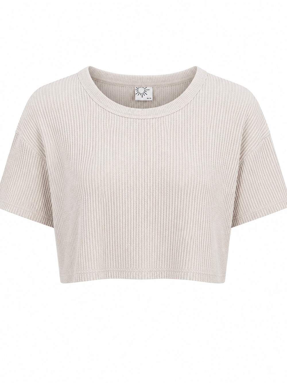 Offline by Aerie Cream Oversized Waffle Knit Cropped Tee XS Oatmeal